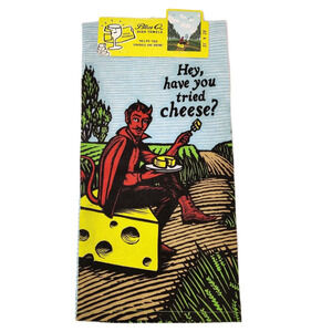 Blue Q Hey Have You Tried Cheese? Dish Towel NWT Devil Funny Unique Gift Present